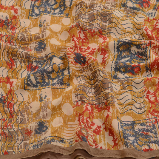 Sanskriti Vintage Sarees Multicolor Pure Georgette Silk Print Sari Craft Sustainable Fabric