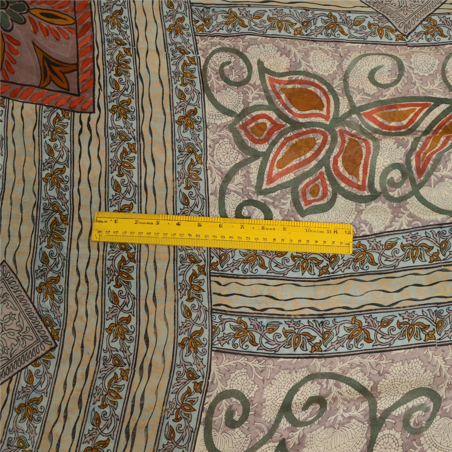 Sanskriti Vintage Sarees Gray 100% Pure Georgette Silk Printed Sari Craft Sustainable Fabric