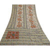 Sanskriti Vintage Sarees Gray 100% Pure Georgette Silk Printed Sari Craft Sustainable Fabric