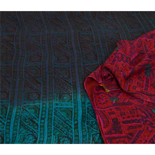 Sanskriti Vintage Sarees Multicolor Pure Georgette Silk Print Sari Craft Sustainable Fabric