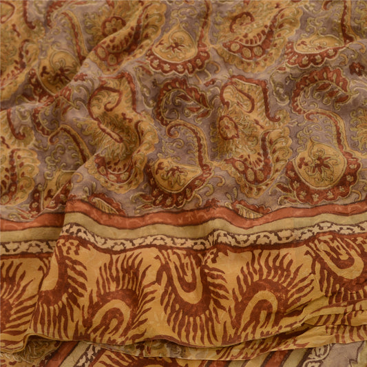 Sanskriti Vintage Sarees Flerfarvet Ren Georgette Silke Trykt Sari Håndværk Bæredygtigt Stoff
