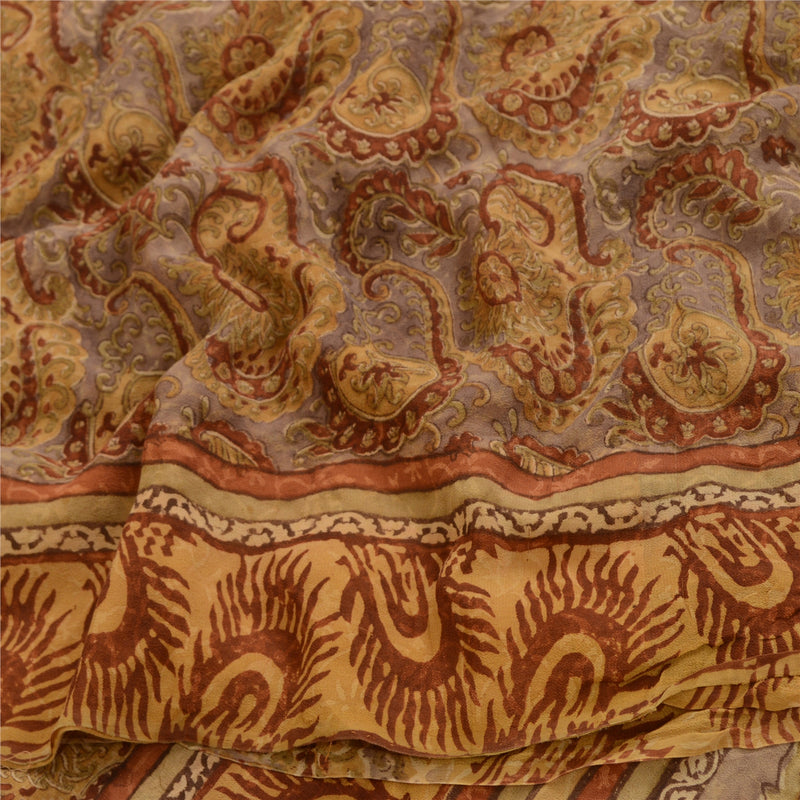 Sanskriti Vintage Sarees Multicolor Pure Georgette Silk Print Sari Craft Sustainable Fabric