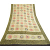 Sanskriti Vintage Sarees Ivory 100% Pure Georgette Silk Print Sari Craft Sustainable Fabric