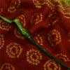 Sanskriti Vintage Sarees RedGreen Bandhani Print Pure Georgette Silk Sari Sustainable Fabric