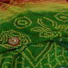 Sanskriti Vintage Sarees RedGreen Bandhani Print Pure Georgette Silk Sari Sustainable Fabric