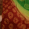 Sanskriti Vintage Sarees RedGreen Bandhani Print Pure Georgette Silk Sari Sustainable Fabric