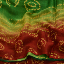 Load image into Gallery viewer, Sanskriti Vintage Sarees RedGreen Bandhani Print Pure Georgette Silk Sari Fabric
