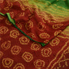 Sanskriti Vintage Sarees RedGreen Bandhani Print Pure Georgette Silk Sari Sustainable Fabric