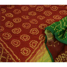 Load image into Gallery viewer, Sanskriti Vintage Sarees RedGreen Bandhani Print Pure Georgette Silk Sari Fabric
