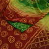 Sanskriti Vintage Sarees RedGreen Bandhani Print Pure Georgette Silk Sari Sustainable Fabric