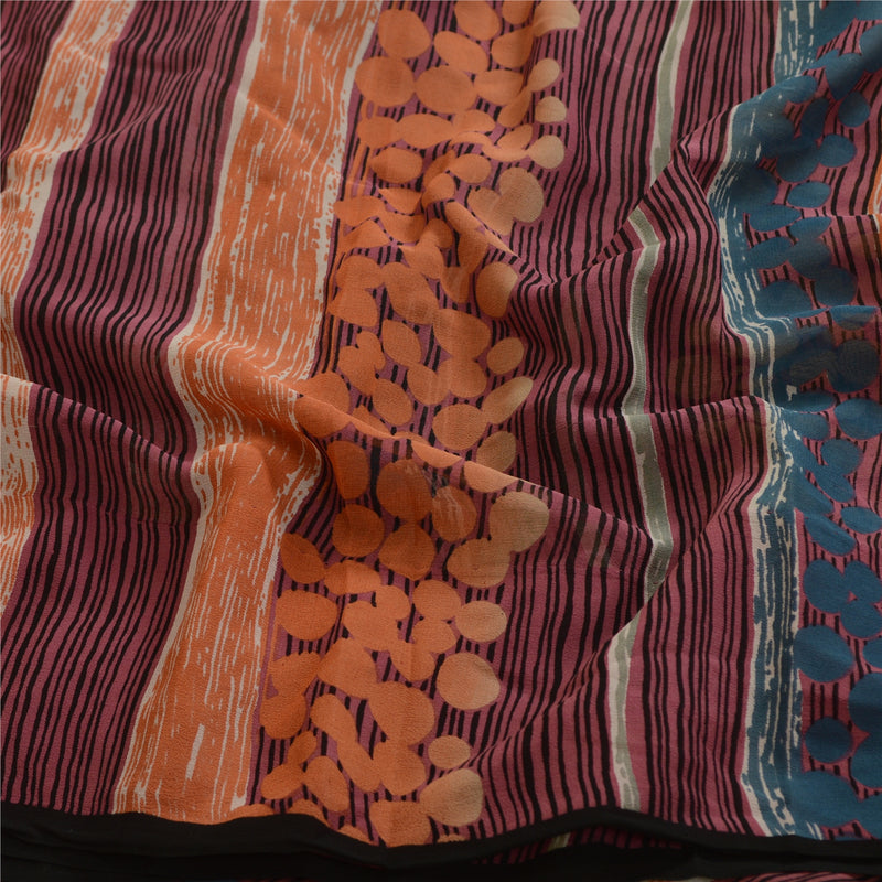 Sanskriti Vintage Indian Sarees Pure Georgette Silk Printed Sari Craft Sustainable Fabric