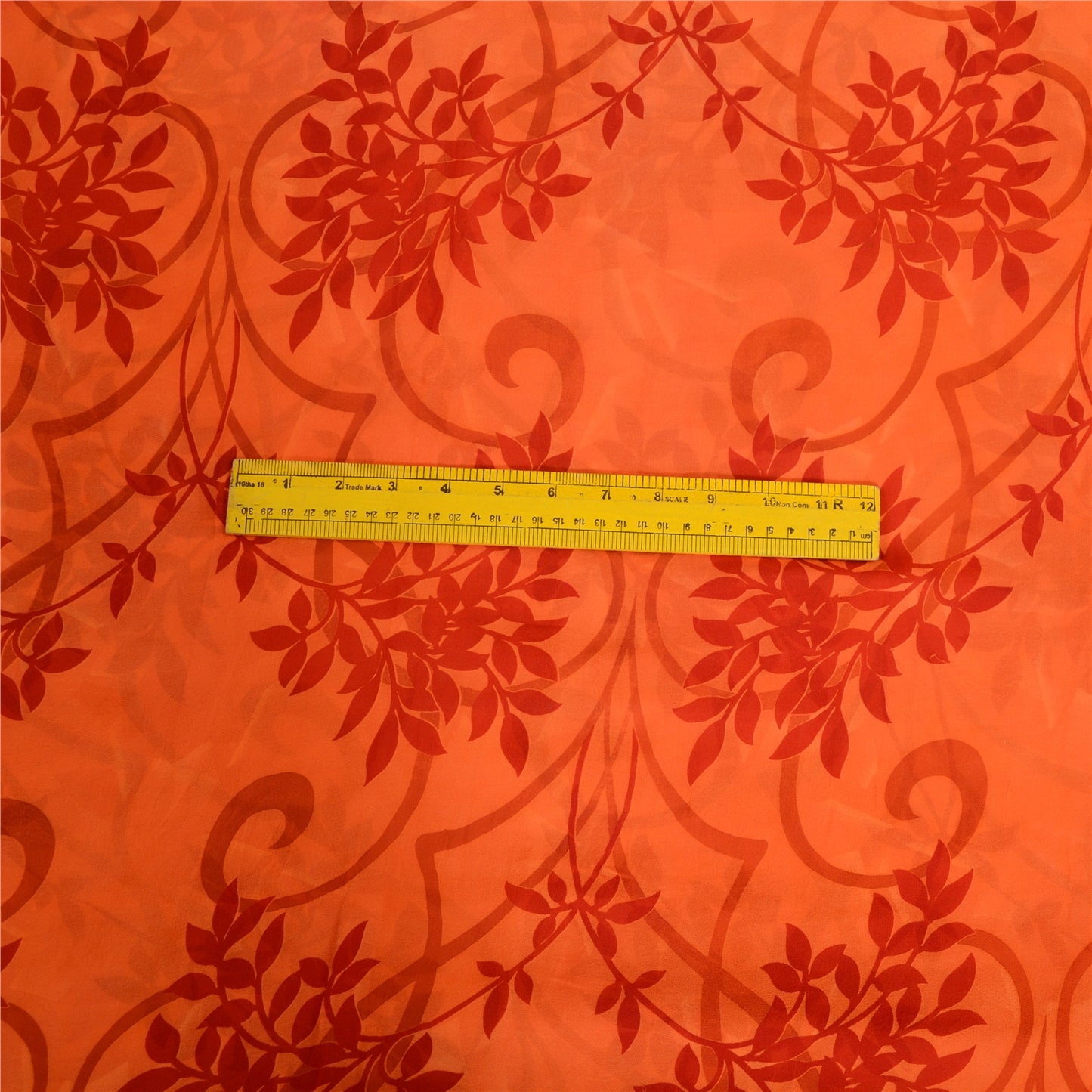 Sanskriti Vintage Orange/Red Sarees Pure Georgette Printed Sari Craft Sustainable Fabric