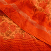 Sanskriti Vintage Sarees Peach/Red Blend Georgette Printed Sari 5yd Craft Sustainable Fabric