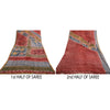 Sanskriti Vintage Sarees Dusty-Red Blend Georgette Printed Sari 5yd Craft Sustainable Fabric