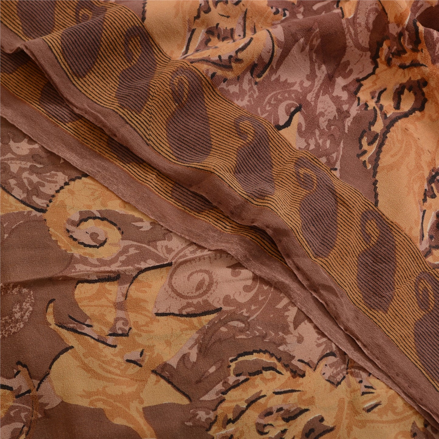 Sanskriti Vintage Sarees Mauve Pure Georgette Silk Printed Sari 5yd Craft Sustainable Fabric