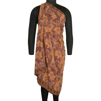 Sanskriti Vintage Sarees Mauve Pure Georgette Silk Printed Sari 5yd Craft Sustainable Fabric