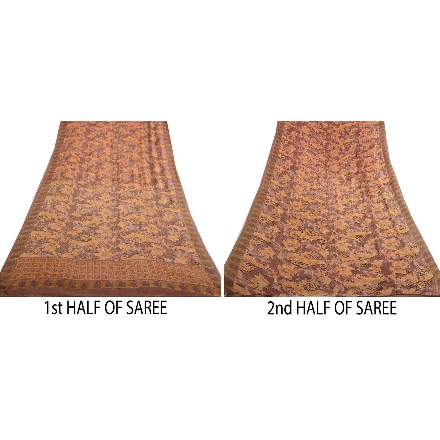 Sanskriti Vintage Sarees Mauve Pure Georgette Silk Printed Sari 5yd Craft Sustainable Fabric