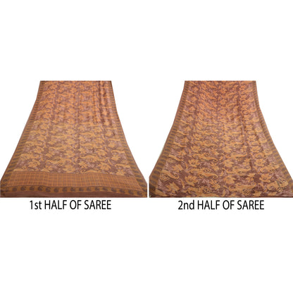 Sanskriti Vintage Sarees Mauve Pure Georgette Silk Printed Sari 5yd Craft Sustainable Fabric