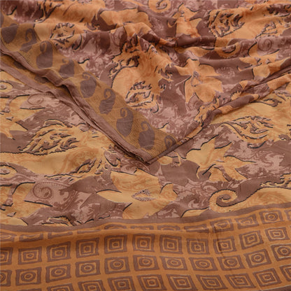 Sanskriti Vintage Sarees Mauve Pure Georgette Silk Printed Sari 5yd Craft Sustainable Fabric