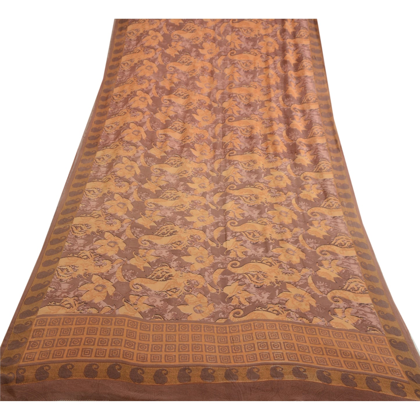 Sanskriti Vintage Sarees Mauve Pure Georgette Silk Printed Sari 5yd Craft Sustainable Fabric