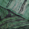 Sanskriti Vintage Sarees Black/Green Pure Georgette Silk Print Sari Craft Sustainable Fabric