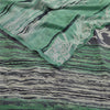 Sanskriti Vintage Sarees Black/Green Pure Georgette Silk Print Sari Craft Sustainable Fabric