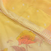 Sanskriti Vintage Sarees Gul/Ferskenfarvet Ren Georgette Silke Trykt Sari Bæredygtigt Stof