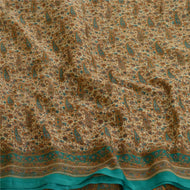Sanskriti Vintage Sarees From India Cream Chiffon Printed Sari Soft Craft Fabric