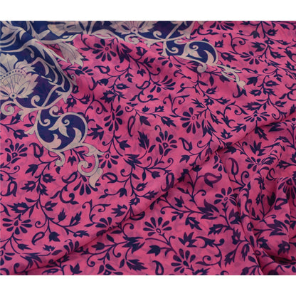 Сари Sanskriti Vintage, розовое и синее, сари с принтом жоржета, мягкая ткань для рукоделия, устойчивая к истиранию