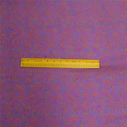 Sanskriti Vintage Sarees Lilla/Pink Ren Georgette Silke Print Sari Håndværk Bæredygtigt Stoff