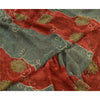 Sanskriti Vintage Sarees Gray/Red Printed Pure Georgette Silk Sari Craft Sustainable Fabric