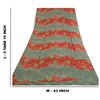 Sanskriti Vintage Sarees Gray/Red Printed Pure Georgette Silk Sari Craft Sustainable Fabric