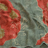 Sanskriti Vintage Sarees Gray/Red Printed Pure Georgette Silk Sari Craft Sustainable Fabric