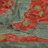 Sanskriti Vintage Sarees Gray/Red Printed Pure Georgette Silk Sari Craft Sustainable Fabric