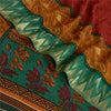 Sanskriti Vintage Sarees Red Pure Georgette Silk Print Woven Border Sari Sustainable Fabric