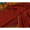 Sanskriti Vintage Sarees Red Pure Georgette Silk Print Woven Border Sari Sustainable Fabric