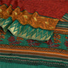 Sanskriti Vintage Sarees Red Pure Georgette Silk Print Woven Border Sari Sustainable Fabric