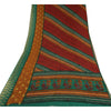 Sanskriti Vintage Sarees Red Pure Georgette Silk Print Woven Border Sari Sustainable Fabric
