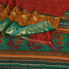 Sanskriti Vintage Sarees Red Pure Georgette Silk Print Woven Border Sari Sustainable Fabric