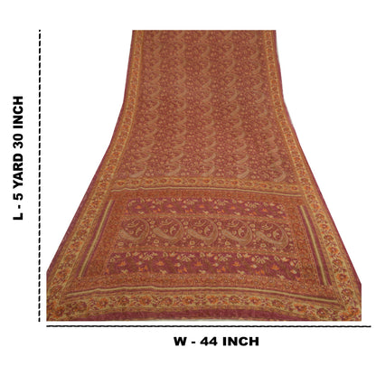 Sanskriti Vintage Sarees Purple Pure Georgette Silk Printed Sari Craft Sustainable Fabric