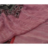 Sanskriti Vintage Sarees Pink/Black Pure Georgette Silk Print Sari Craft Sustainable Fabric