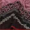 Sanskriti Vintage Sarees Pink/Black Pure Georgette Silk Print Sari Craft Sustainable Fabric