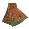 Sanskriti Vintage Sarees Red Pure Georgette Silk Printed Woven Sari 5yd Sustainable Fabric