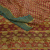 Sanskriti Vintage Sarees Red Pure Georgette Silk Printed Woven Sari 5yd Sustainable Fabric