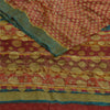Sanskriti Vintage Sarees Red Pure Georgette Silk Printed Woven Sari 5yd Sustainable Fabric