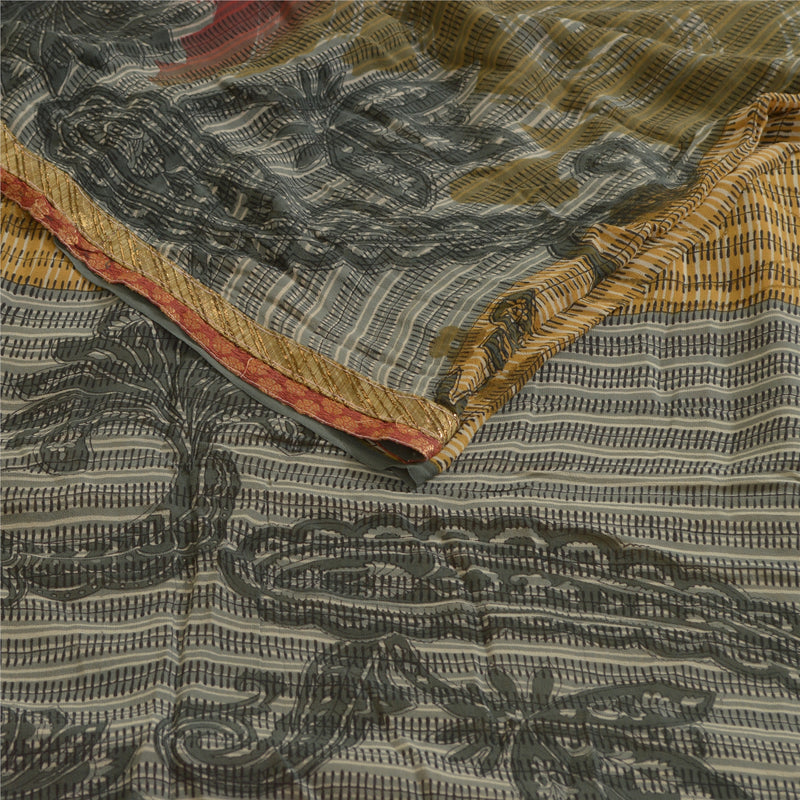 Sanskriti Vintage Sarees Multi Pure Georgette Silke Trykt Sari Håndværk Bæredygtigt Stoff