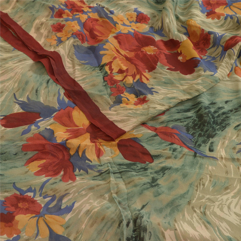 Sanskriti Vintage Sarees Multi Pure Georgette Silke Trykt Sari Håndværk Bæredygtigt Stoff