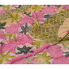 Sanskriti Vintage Sarees Pink/Green Printed Pure Georgette Silk Sari 5yd Sustainable Fabric