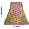 Sanskriti Vintage Sarees Pink/Green Printed Pure Georgette Silk Sari 5yd Sustainable Fabric