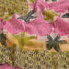 Sanskriti Vintage Sarees Pink/Green Printed Pure Georgette Silk Sari 5yd Sustainable Fabric